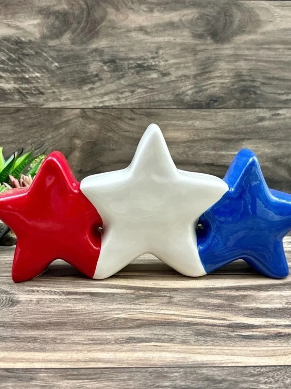 Rae Dunn Stars & Stripes Ceramic Decor Patriotic 12” Red White Blue Farmhouse